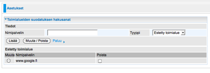 Tarkistustoimenpide on seuraavanlainen: Tarkista URL-osoitteen verkkotunnus ja määritä, onko se hyväksyttyjen listalla. Jos näin on, yhteyden luontiyritys lähetetään etäverkkopalvelimeen.