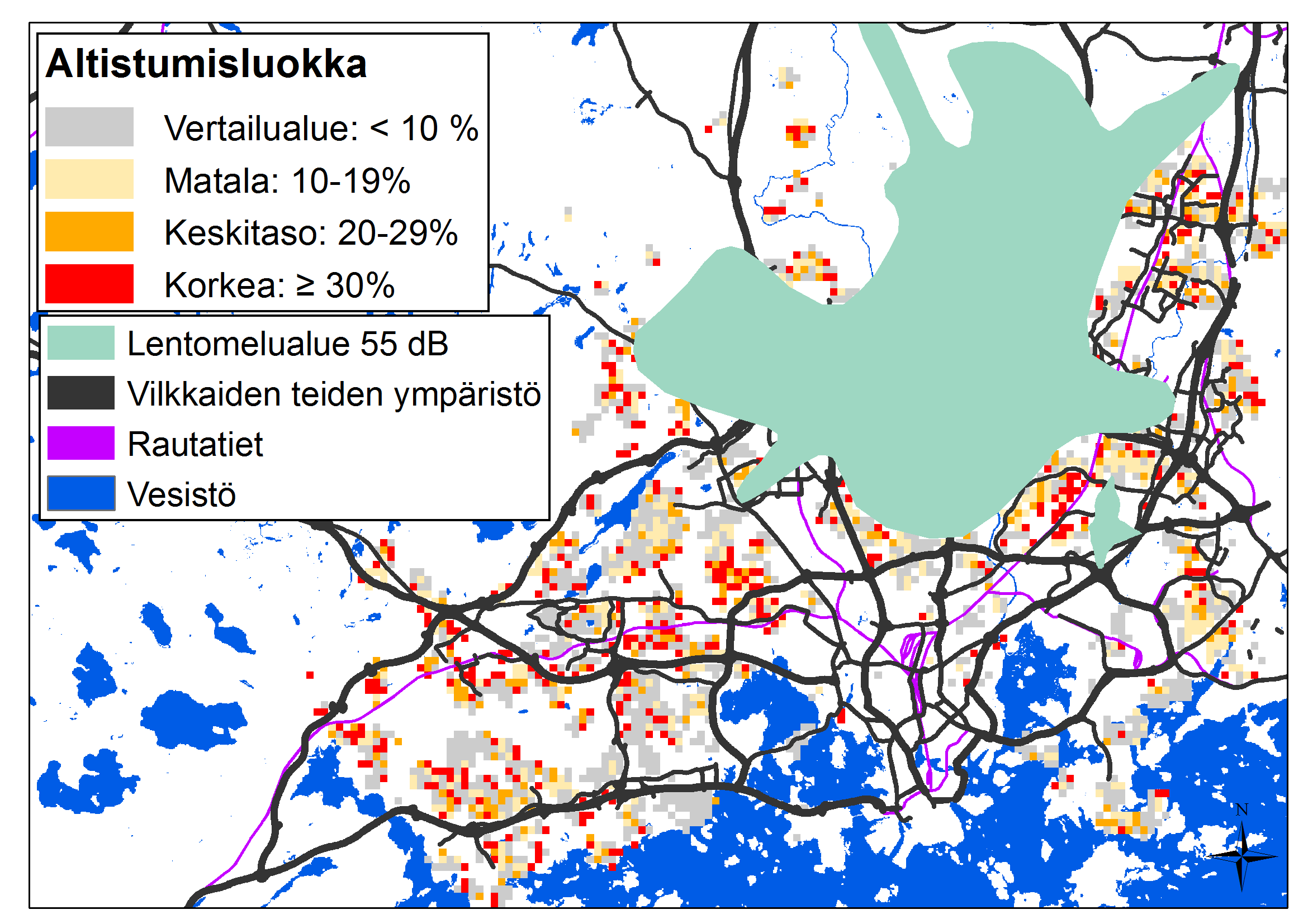 Puu+hiililämmityksen osuus 250x250 ruuduissa