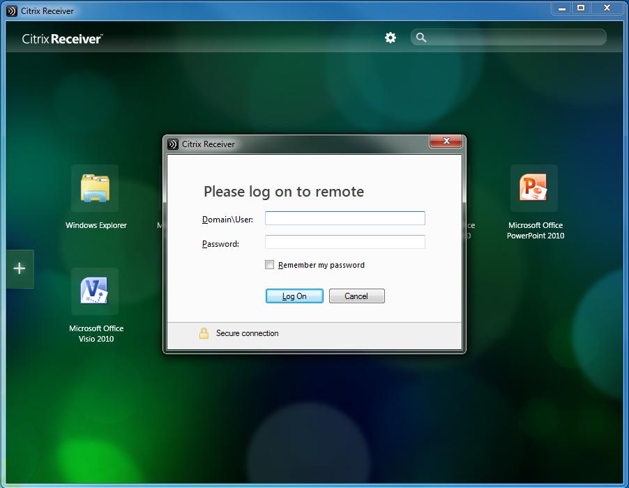 21 Kuva 7: Citrix Receiverin käyttöliittymä Windows 7 käyttöjärjestelmässä.