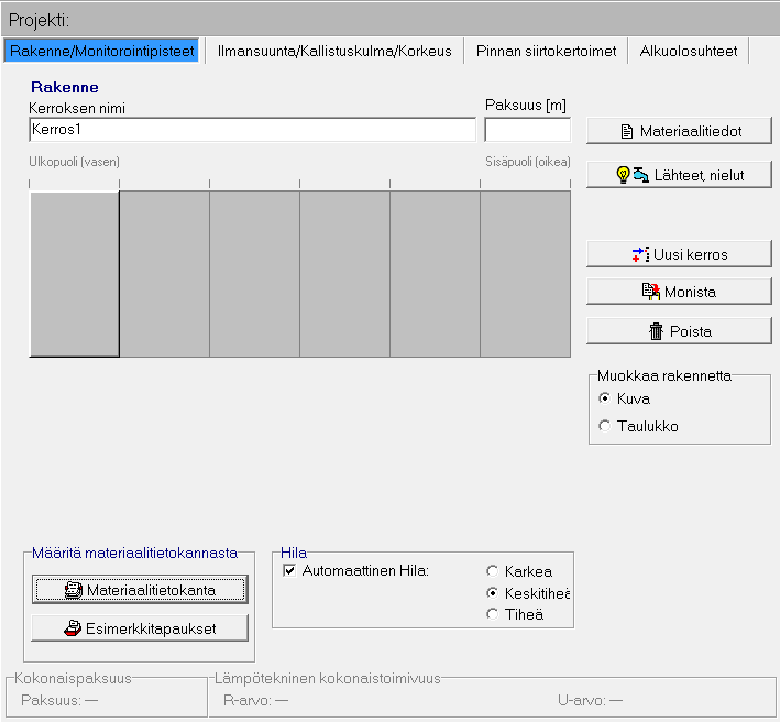 Seuraavaksi luotiin simuloinnin geometria ja valittiin monitorointipisteet valikon kohdasta "Rakenne/Monitorointipisteet".