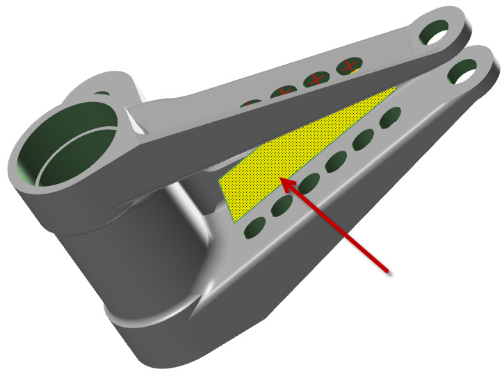 44 MASTERCAM X8/ Moniakselinen porausrata 17 Valitse pinta kuvan osoittamalla tavalla. Kierrä geometriaa tarpeen mukaan valinnan helpottamiseksi.