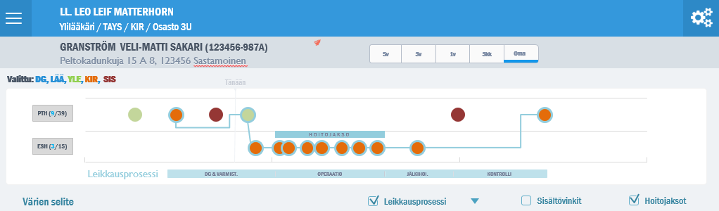 Hoitoprosessituki LOOGISET KOKONAISUUDET Koostaa asiakkaan tapahtumat ja tiedot johdonmukaisiksi kokonaisuuksiksi rakenteisia tietoja hyödyntäen VISUAALISET NÄYTTÖKUVAT Visuaalinen esitystapa