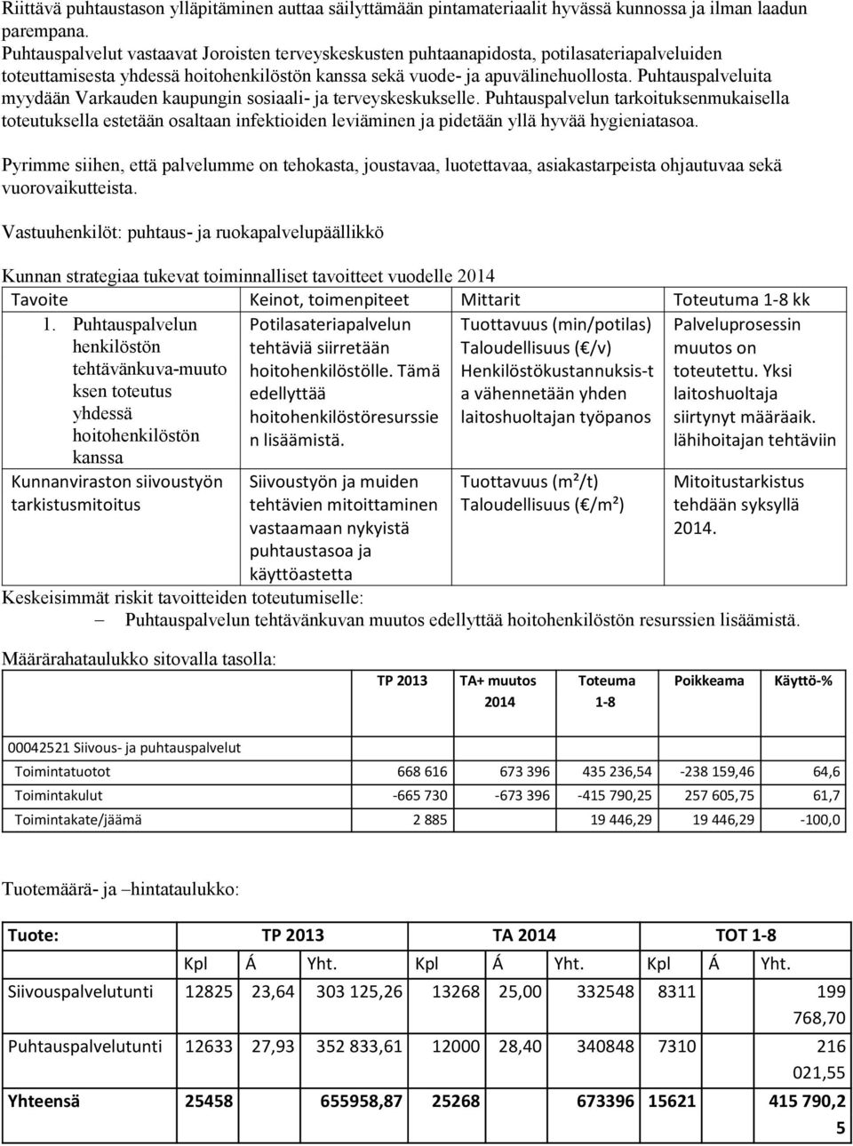Puhtauspalveluita myydään Varkauden kaupungin sosiaali- ja terveyskeskukselle.
