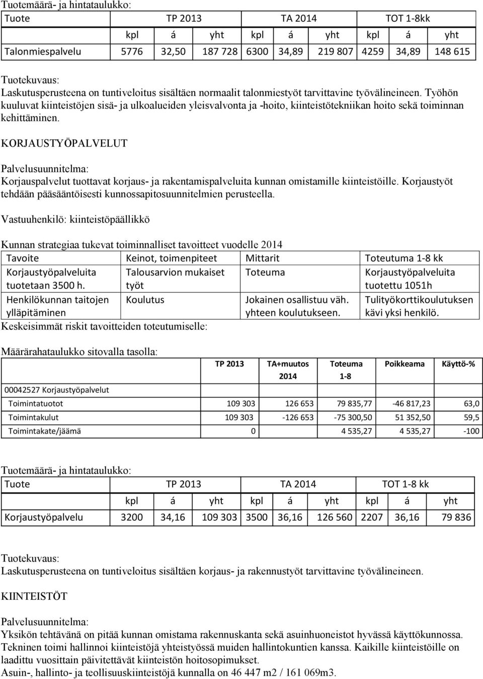 KORJAUSTYÖPALVELUT Korjauspalvelut tuottavat korjaus- ja rakentamispalveluita kunnan omistamille kiinteistöille. Korjaustyöt tehdään pääsääntöisesti kunnossapitosuunnitelmien perusteella.