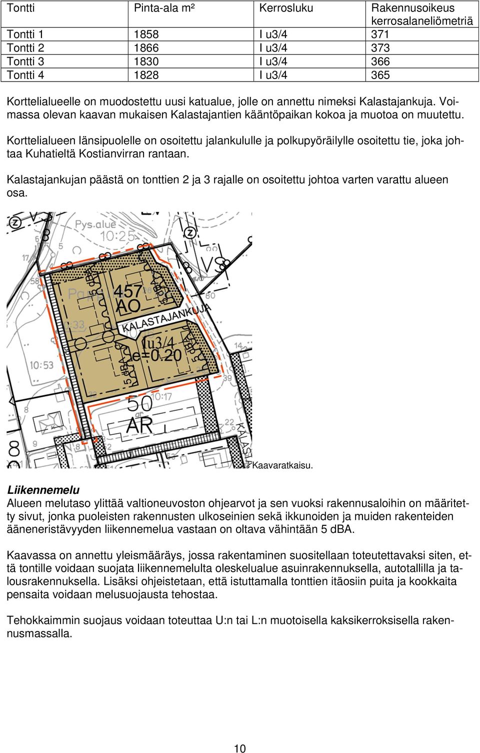 Korttelialueen länsipuolelle on osoitettu jalankululle ja polkupyöräilylle osoitettu tie, joka johtaa Kuhatieltä Kostianvirran rantaan.