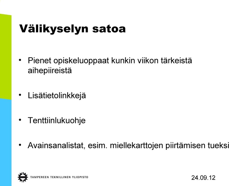 Lisätietolinkkejä Tenttiinlukuohje