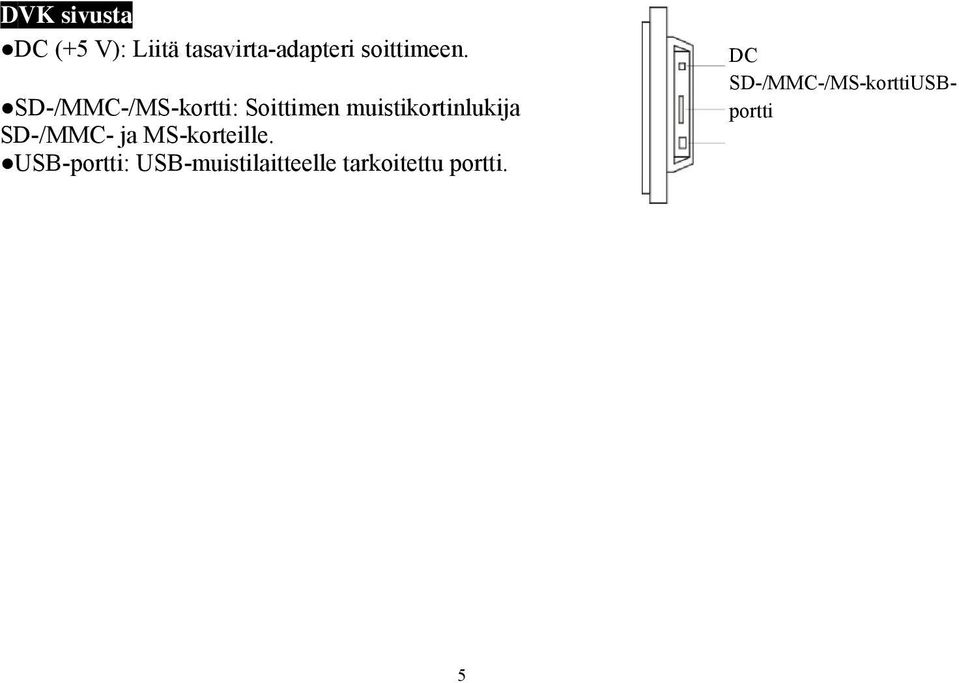 SD-/MMC-/MS-kortti: Soittimen muistikortinlukija