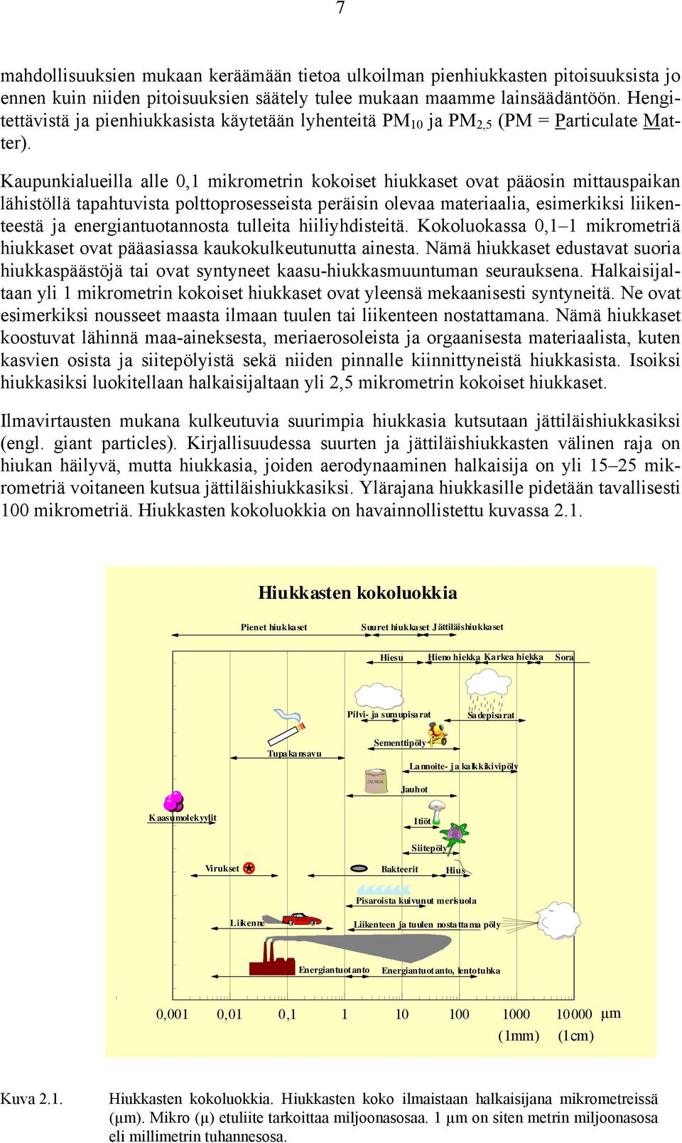 Kaupunkialueilla alle,1 mikrometrin kokoiset hiukkaset ovat pääosin mittauspaikan lähistöllä tapahtuvista polttoprosesseista peräisin olevaa materiaalia, esimerkiksi liikenteestä ja