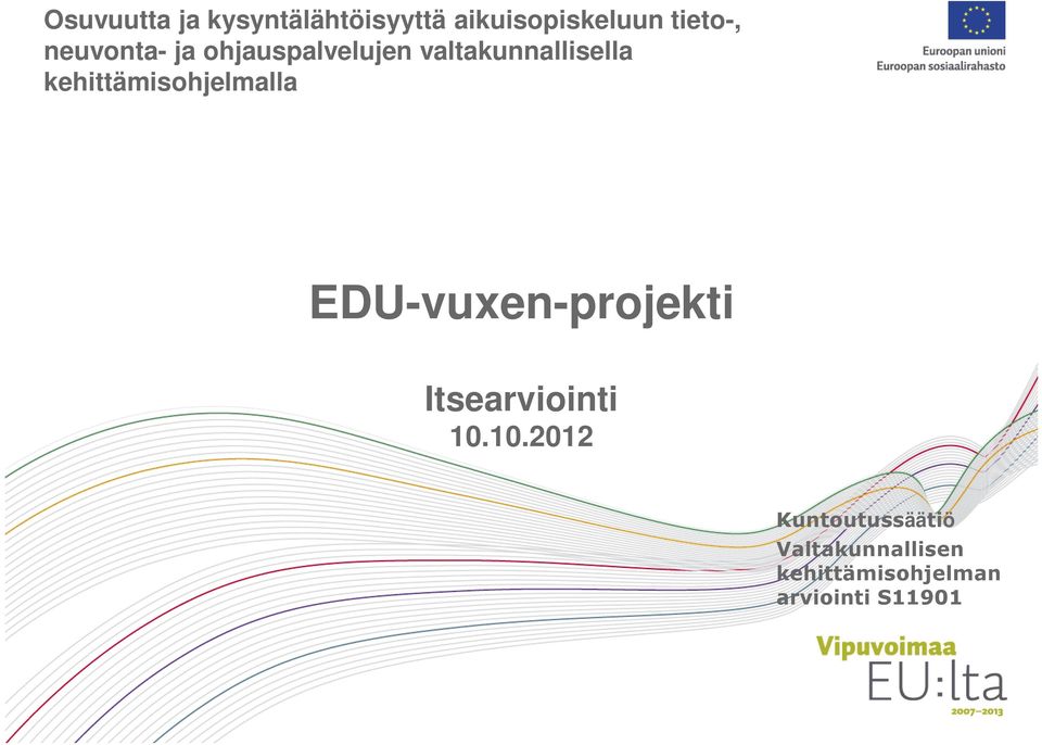 kehittämisohjelmalla EDU-vuxen-projekti Itsearviointi 10.