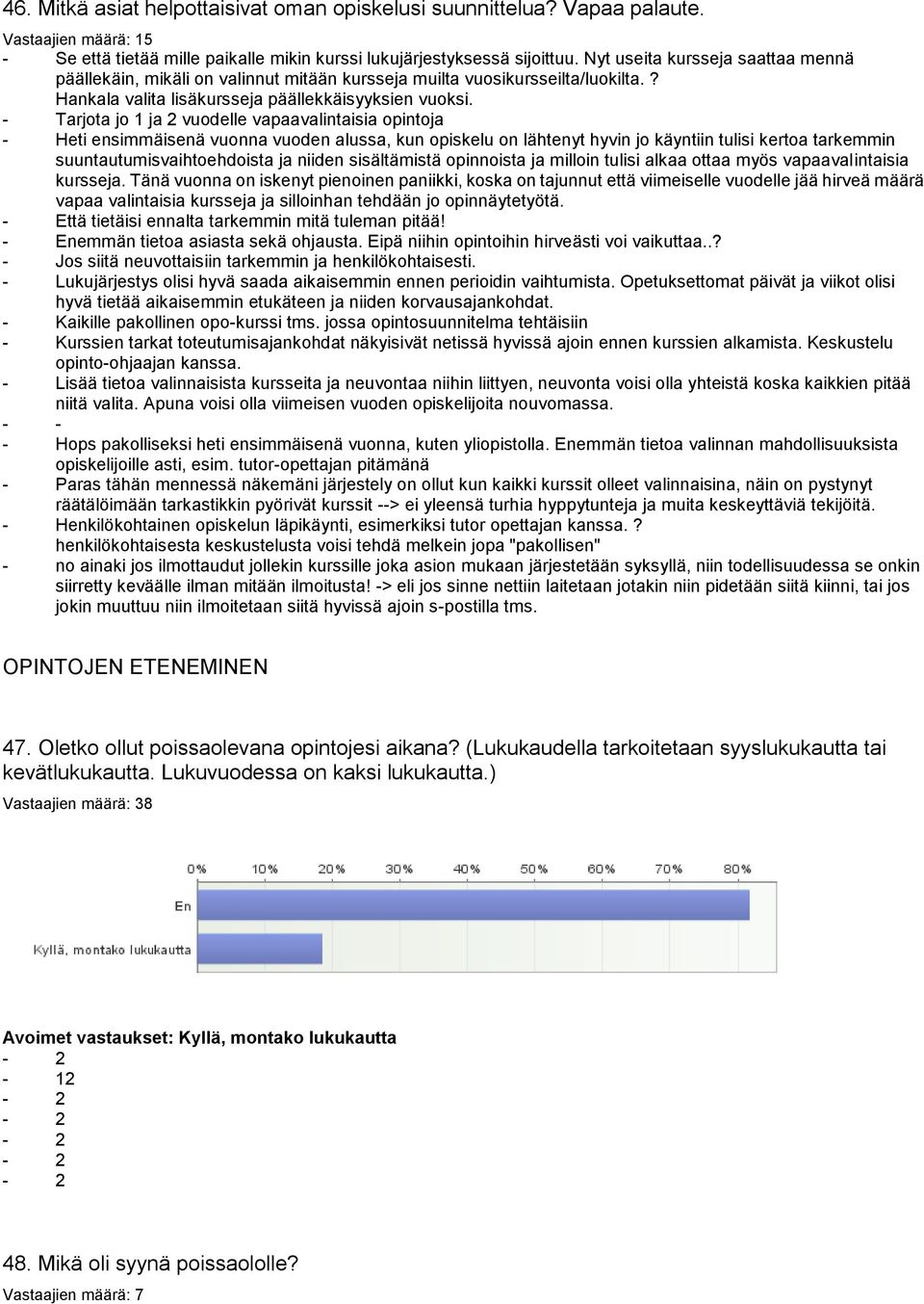 - Tarjota jo 1 ja 2 vuodelle vapaavalintaisia opintoja - Heti ensimmäisenä vuonna vuoden alussa, kun opiskelu on lähtenyt hyvin jo käyntiin tulisi kertoa tarkemmin suuntautumisvaihtoehdoista ja