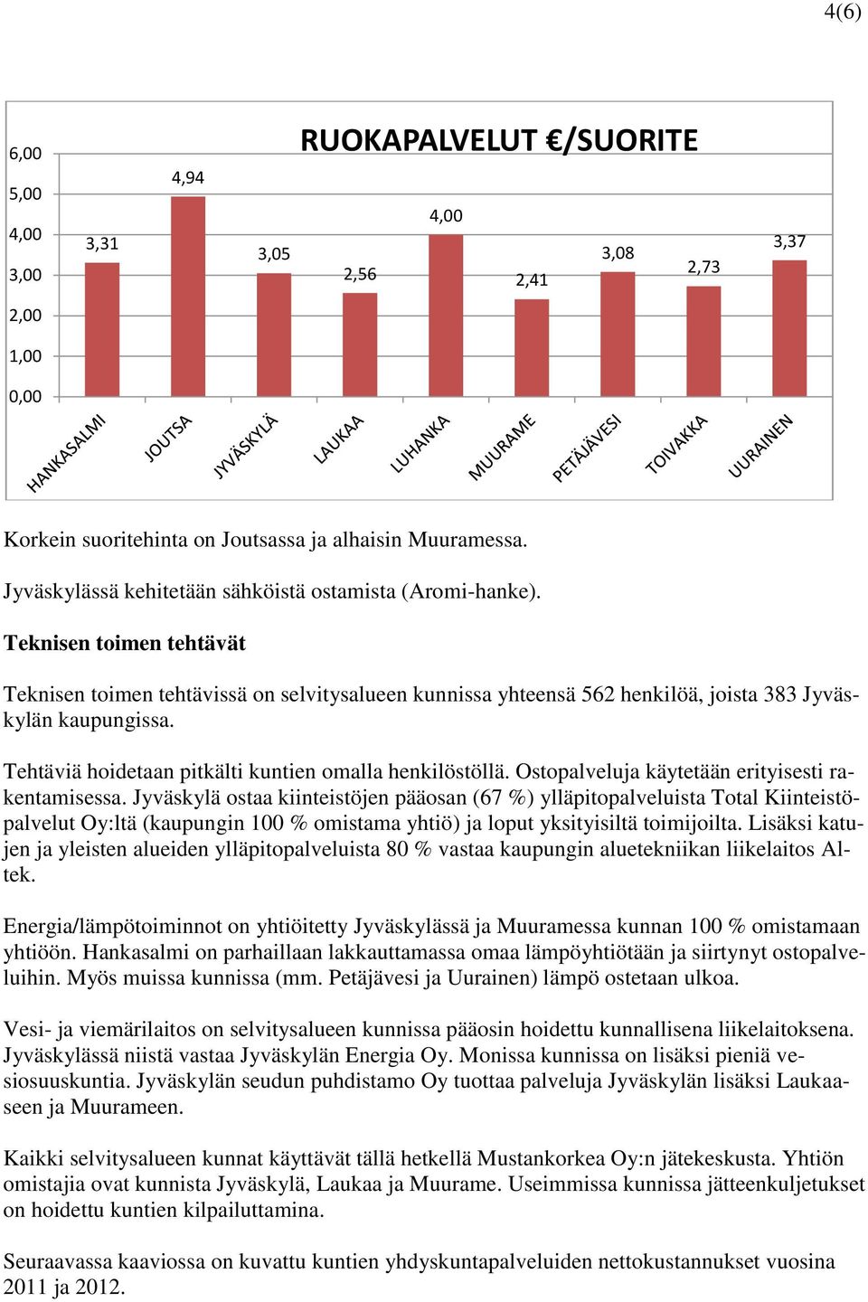 Tehtäviä hoidetaan pitkälti kuntien omalla henkilöstöllä. Ostopalveluja käytetään erityisesti rakentamisessa.