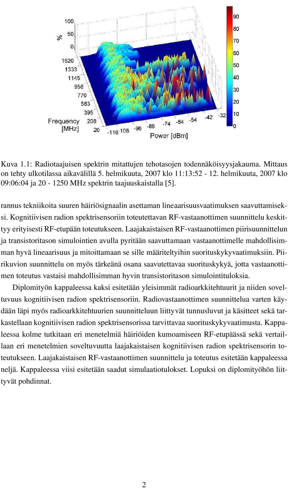 Kognitiivisen radion spektrisensoriin toteutettavan RF-vastaanottimen suunnittelu keskittyy erityisesti RF-etupään toteutukseen.