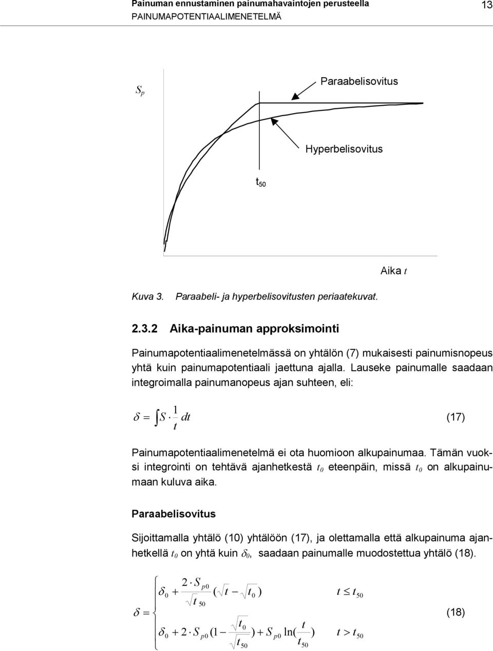 Paraabeli- ja hyperbelisovitusten periaatekuvat. 2.3.