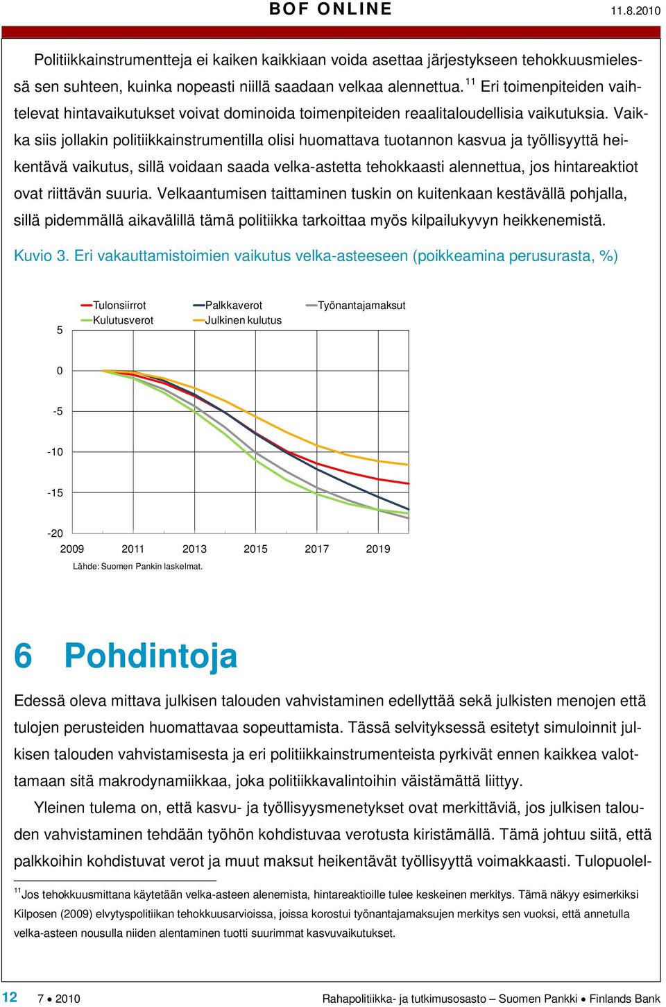 Vaikka siis jollakin politiikkainstrumentilla olisi huomattava tuotannon kasvua ja työllisyyttä heikentävä vaikutus, sillä voidaan saada velka-astetta tehokkaasti alennettua, jos hintareaktiot ovat