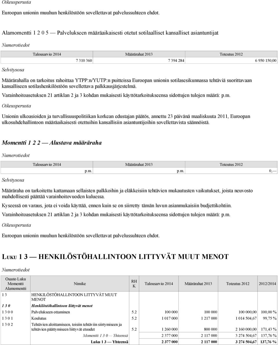 sotilasesikunnassa tehtäviä suorittavaan kansalliseen sotilashenkilöstöön sovellettava palkkausjärjestelmä.