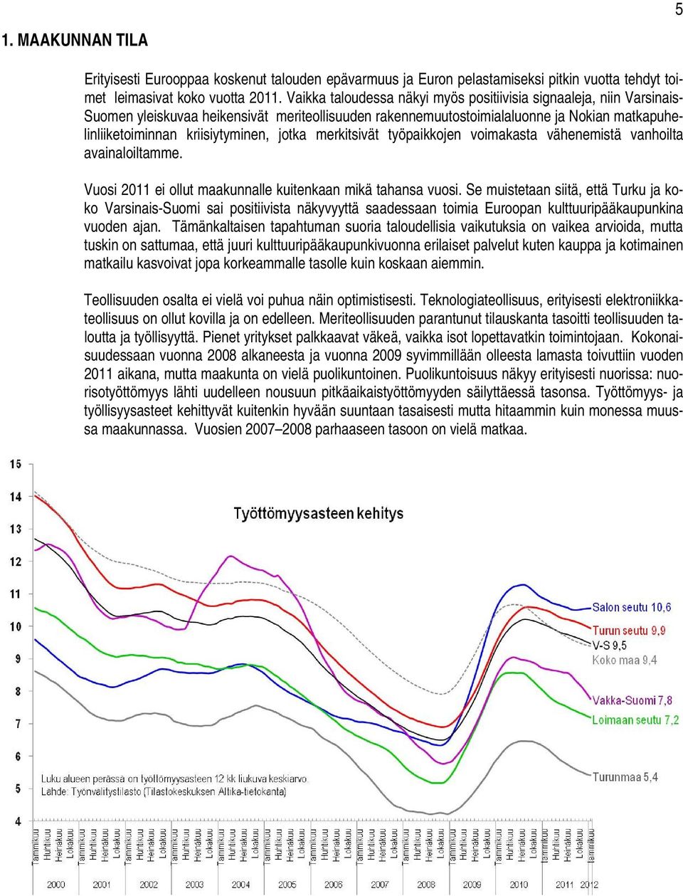 jotka merkitsivät työpaikkojen voimakasta vähenemistä vanhoilta avainaloiltamme. Vuosi 2011 ei ollut maakunnalle kuitenkaan mikä tahansa vuosi.