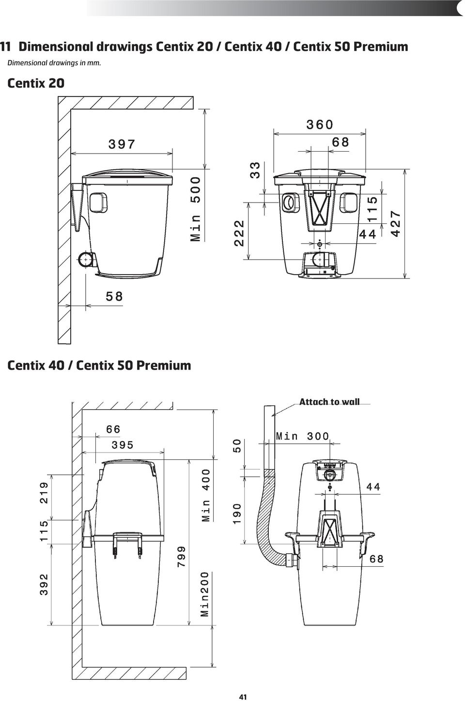 Dimensional drawings in mm.