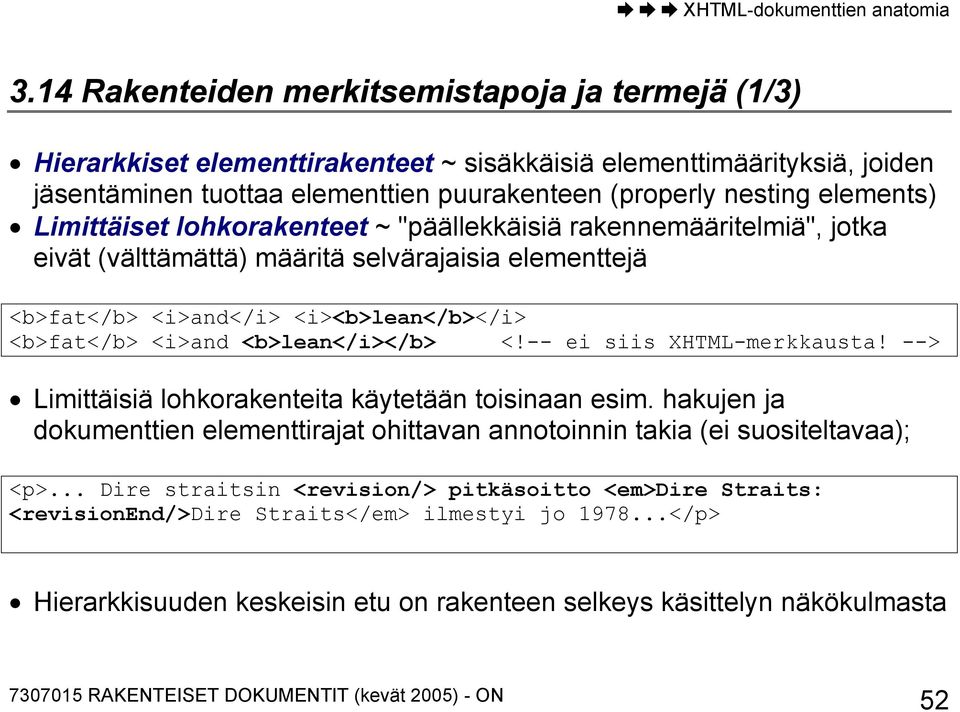 <b>lean</i></b> <!-- ei siis XHTML-merkkausta! --> Limittäisiä lohkorakenteita käytetään toisinaan esim.
