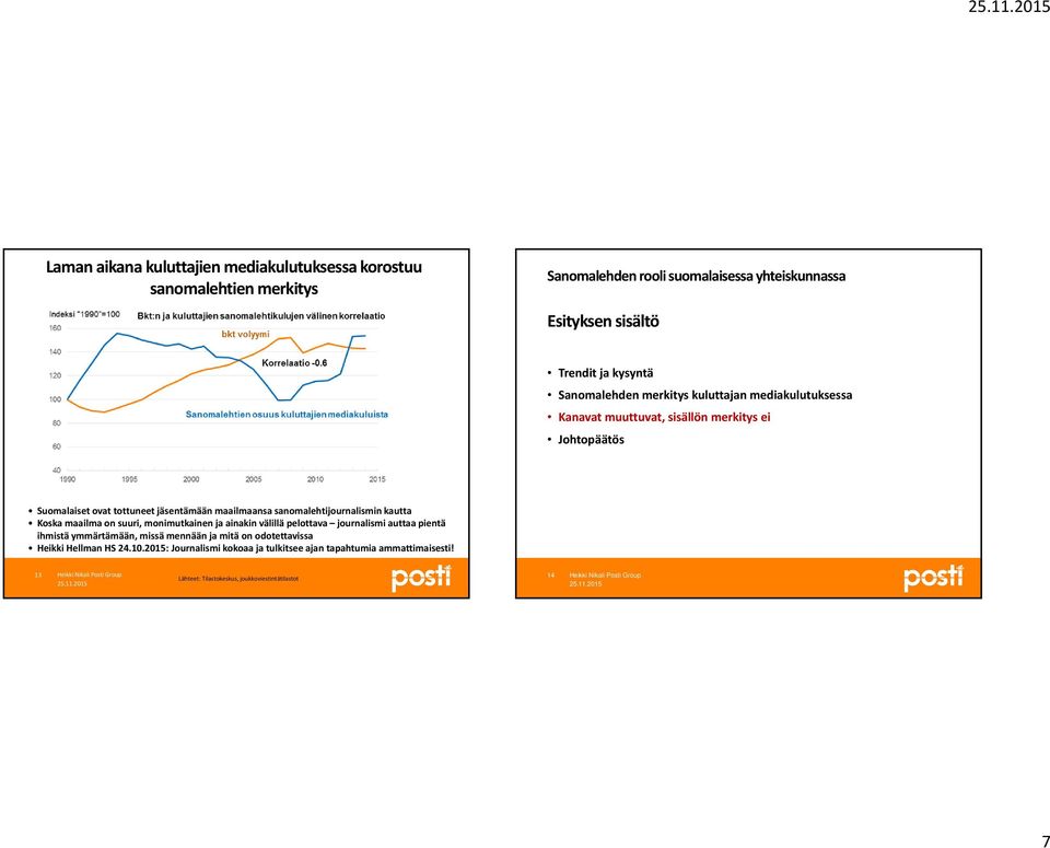 sanomalehtijournalismin kautta Koska maailma on suuri, monimutkainen ja ainakin välillä pelottava journalismi auttaa pientä ihmistä ymmärtämään, missä mennään ja