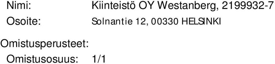 Osoite: Solnantie 12, 00330