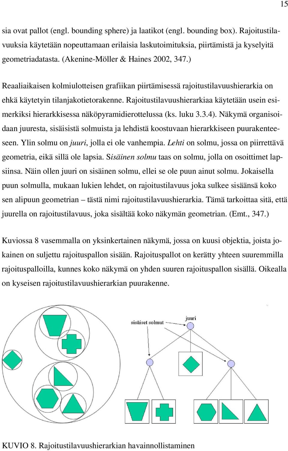 Rajoitustilavuushierarkiaa käytetään usein esimerkiksi hierarkkisessa näköpyramidierottelussa (ks. luku 3.3.4).