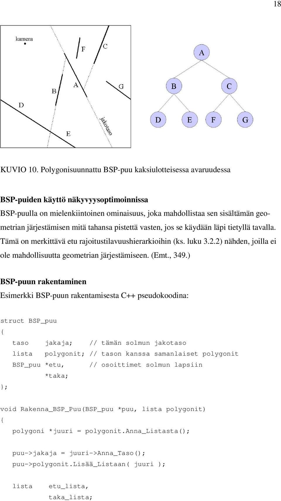 mitä tahansa pistettä vasten, jos se käydään läpi tietyllä tavalla. Tämä on merkittävä etu rajoitustilavuushierarkioihin (ks. luku 3.2.