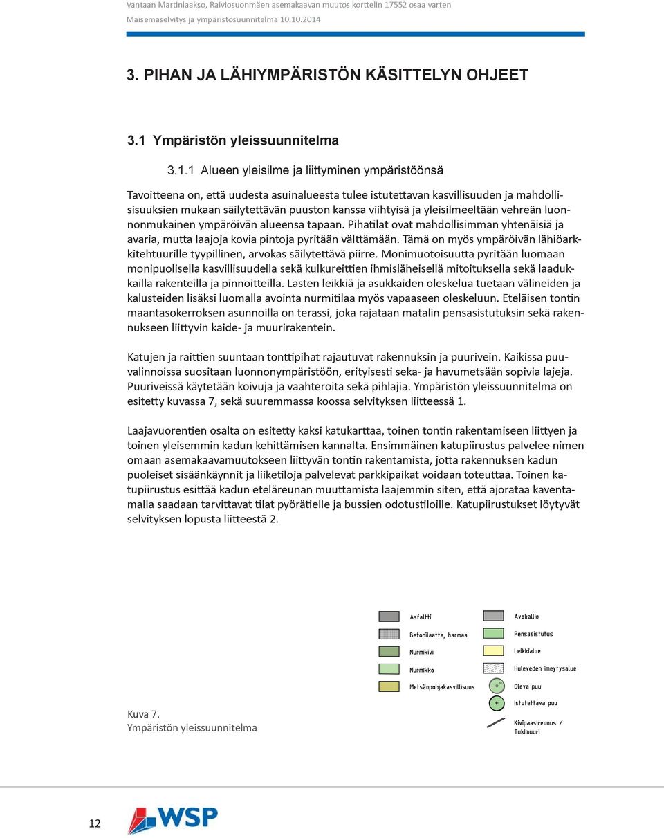 1 Alueen yleisilme ja liittyminen ympäristöönsä maantasokerroksen asunnoilla on