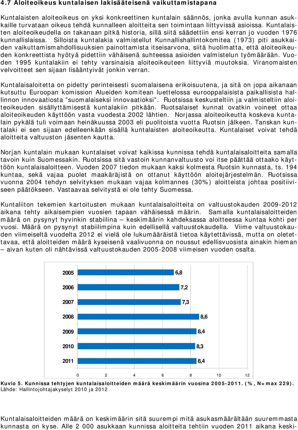 Silloista kuntalakia valmistellut Kunnallishallintokomitea (1973) piti ukkaiden vaikuttamismahdollisuuksien painottamista itseisarvona, siitä huolimatta, että aloiteoikeuden konkreettista hyötyä