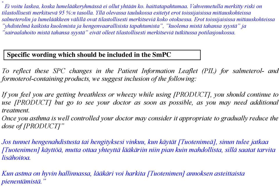 Erot toissijaisissa mittauskohteissa yhdistelmä kaikista kuolemista ja hengenvaarallisista tapahtumista, kuolema mistä tahansa syystä ja sairaalahoito mistä tahansa syystä eivät olleet