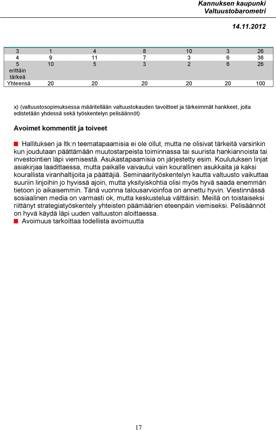 toiminnassa tai suurista hankiannoista tai investointien läpi viemisestä. Asukastapaamisia on järjestetty esim.