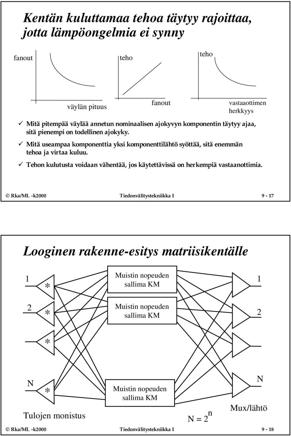 9 Mitä useampaa komponenttia yksi komponenttilähtö syöttää, sitä enemmän tehoa ja virtaa kuluu.