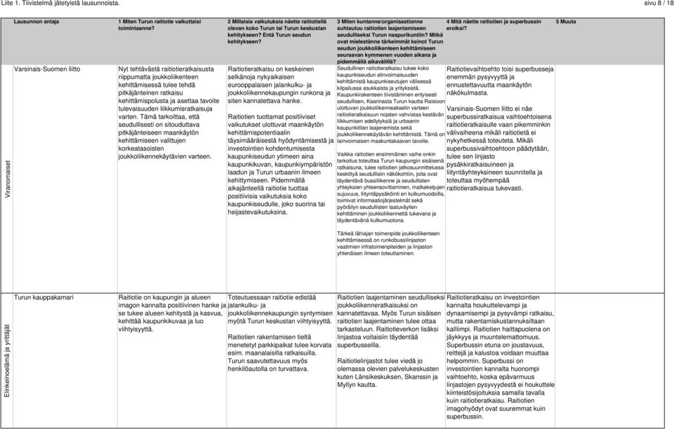 Tämä tarkoittaa, että seudullisesti on sitouduttava pitkäjänteiseen maankäytön kehittämiseen valittujen korkeatasoisten joukkoliikennekäytävien varteen.