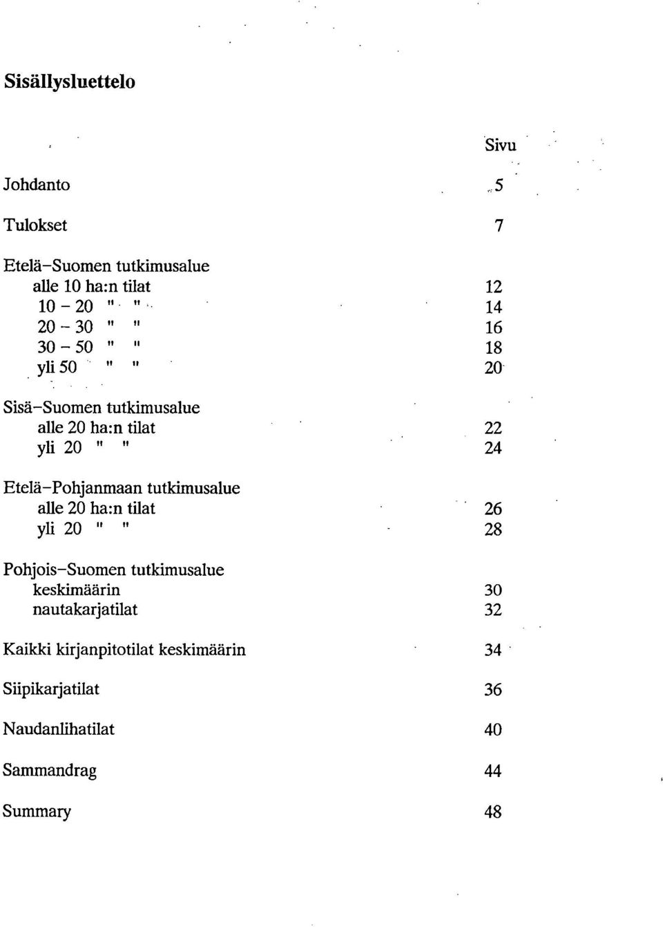 tutkimusalue alle 20 ha:n tilat 26 yli 20 " " 28 Pohjois-Suomen tutkimusalue keskimäärin 30