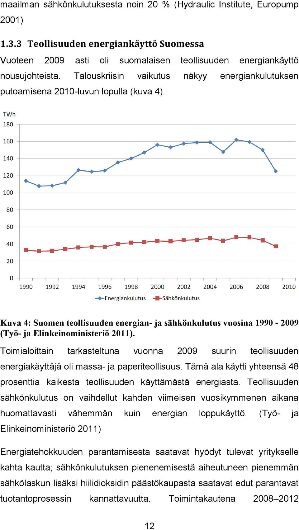 Toimialoittain tarkasteltuna vuonna 2009 suurin teollisuuden energiakäyttäjä oli massa- ja paperiteollisuus. Tämä ala käytti yhteensä 48 prosenttia kaikesta teollisuuden käyttämästä energiasta.