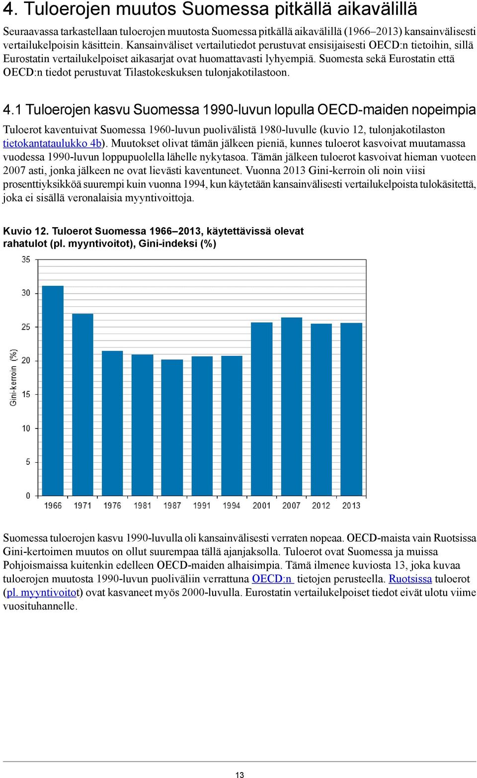 Suomesta sekä Eurostatin että OECD:n tiedot perustuvat Tilastokeskuksen tulonjakotilastoon. 4.