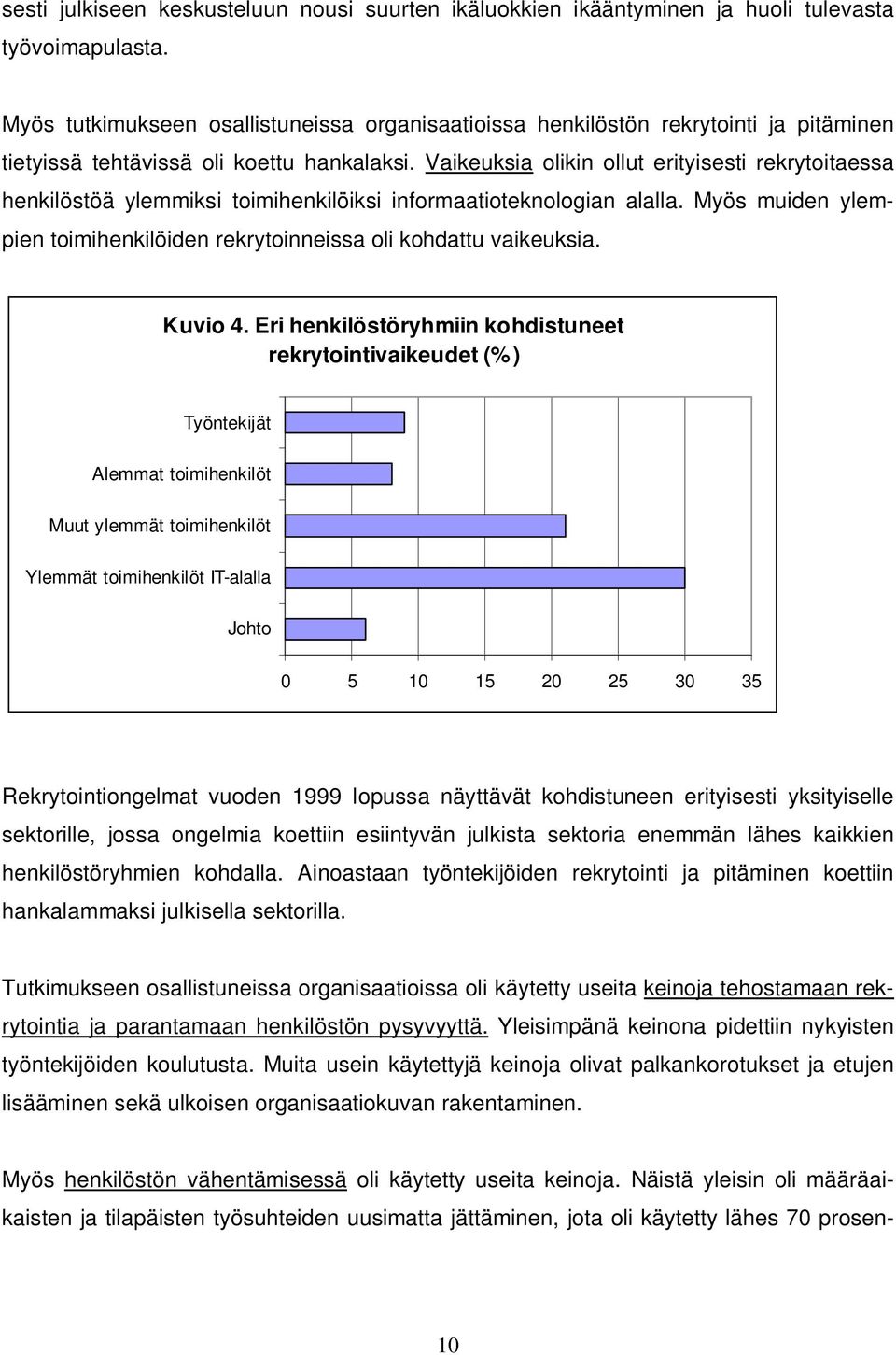 Vaikeuksia olikin ollut erityisesti rekrytoitaessa henkilöstöä ylemmiksi toimihenkilöiksi informaatioteknologian alalla. Myös muiden ylempien toimihenkilöiden rekrytoinneissa oli kohdattu vaikeuksia.