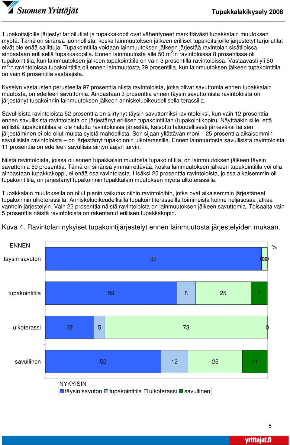 Tupakointitila voidaan lainmuutoksen jälkeen järjestää ravintolan sisätiloissa ainoastaan erillisellä tupakkakopilla.