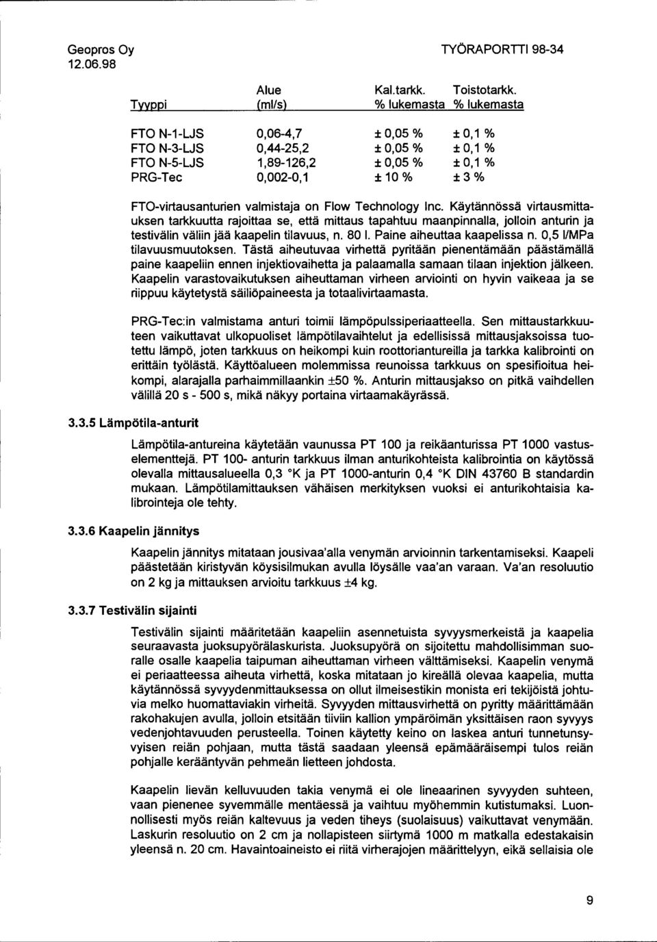 FTO-virtausanturien valmistaja on Flow Technology lnc.