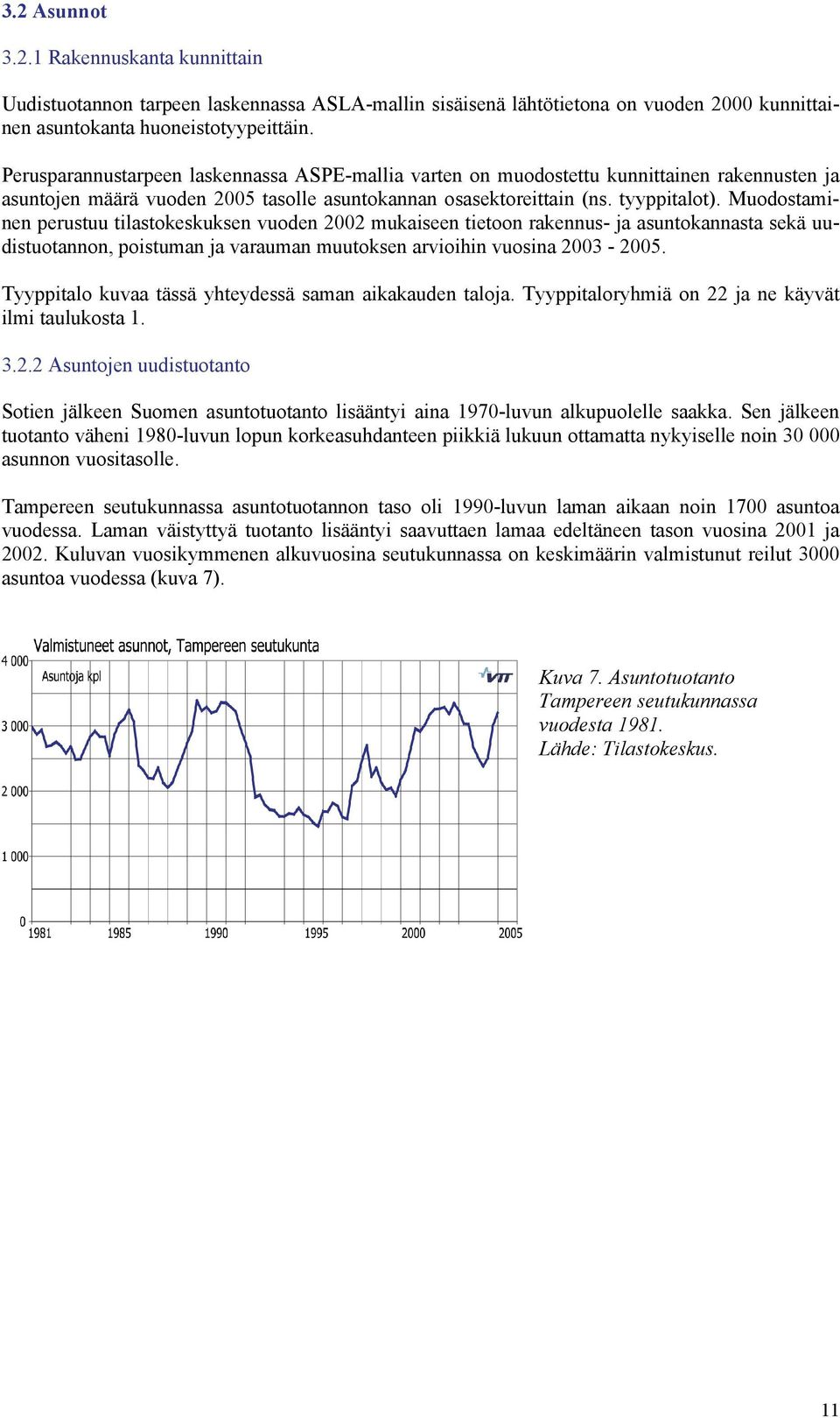 Muodostaminen perustuu tilastokeskuksen vuoden 22 mukaiseen tietoon rakennus- ja asuntokannasta sekä uudistuotannon, poistuman ja varauman muutoksen arvioihin vuosina 23-25.