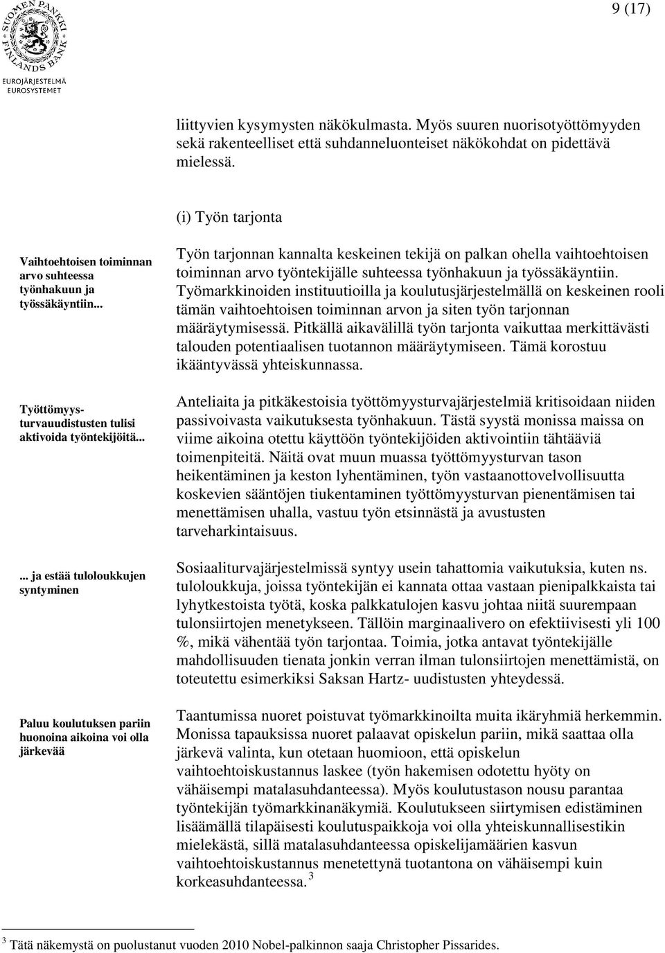 ..... ja estää tuloloukkujen syntyminen Paluu koulutuksen pariin huonoina aikoina voi olla järkevää Työn tarjonnan kannalta keskeinen tekijä on palkan ohella vaihtoehtoisen toiminnan arvo