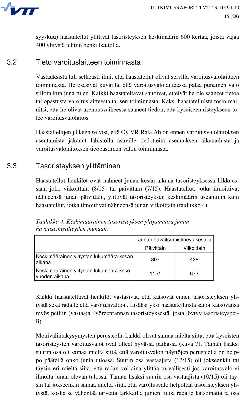 He osasivat kuvailla, että varoitusvalolaitteessa palaa punainen valo silloin kun juna tulee.