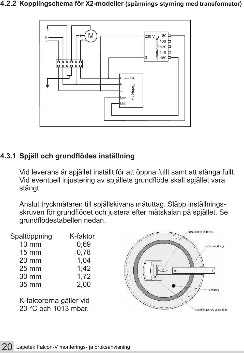 Vid eventuell injustering av spjällets grundflöde skall spjället vara stängt Anslut tryckmätaren till spjällskivans mätuttag.