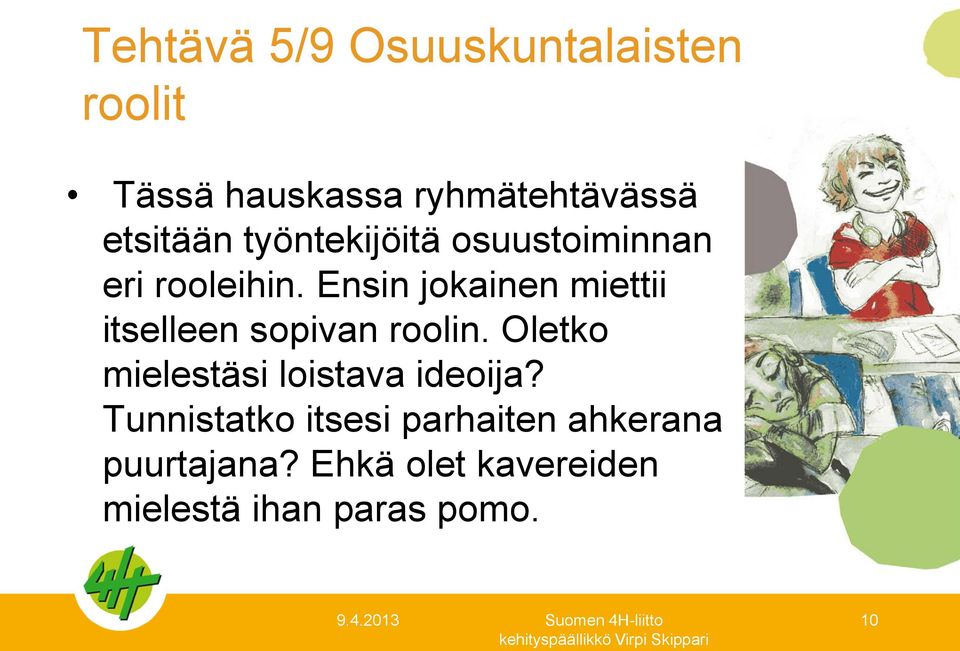 Ensin jokainen miettii itselleen sopivan roolin.