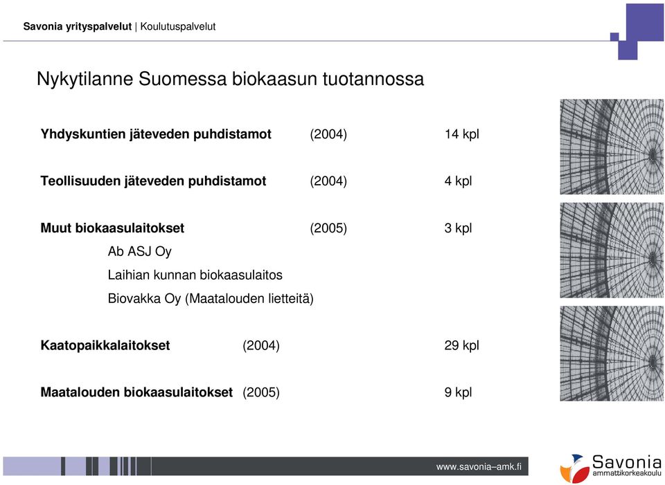 biokaasulaitokset (2005) 3 kpl Ab ASJ Oy Laihian kunnan biokaasulaitos Biovakka Oy