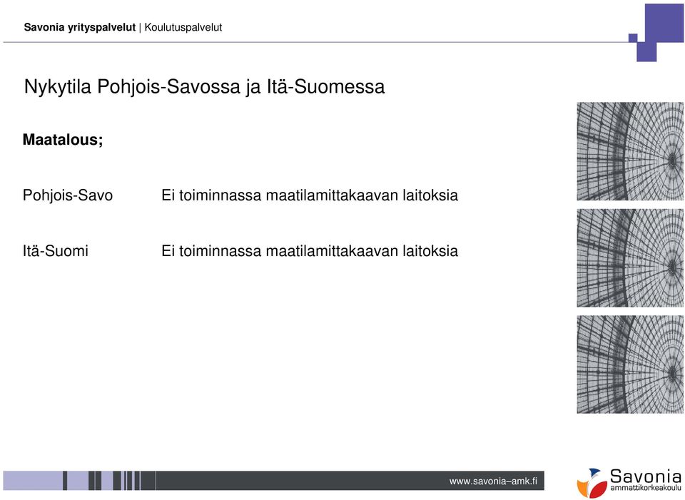 maatilamittakaavan laitoksia Itä-Suomi