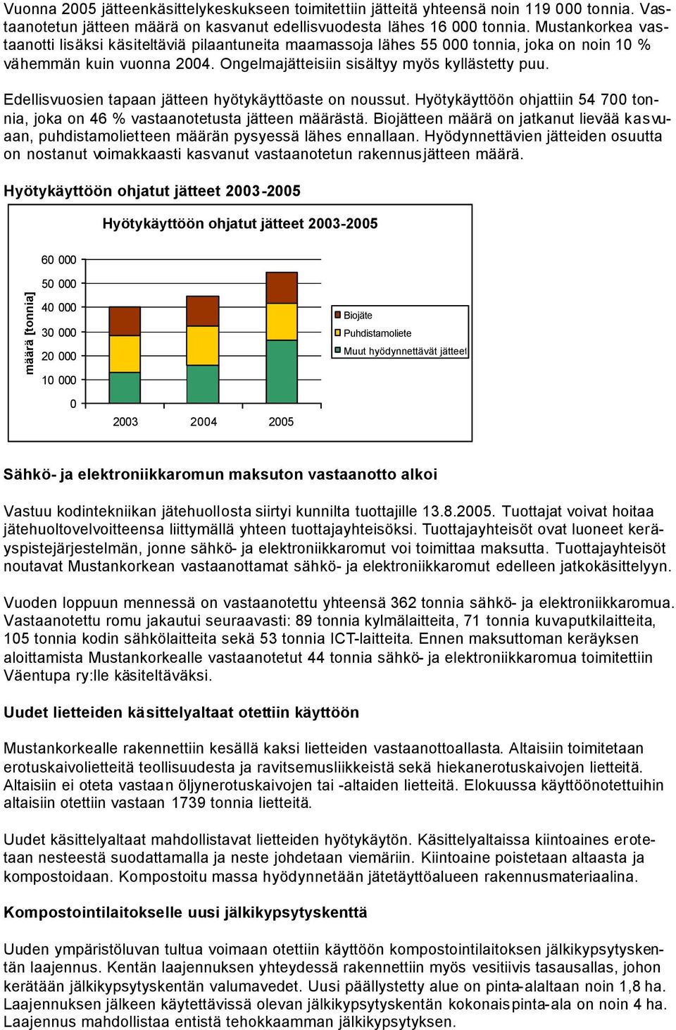 Edellisvuosien tapaan jätteen hyötykäyttöaste on noussut. Hyötykäyttöön ohjattiin 54 700 tonnia, joka on 46 % vastaanotetusta jätteen määrästä.