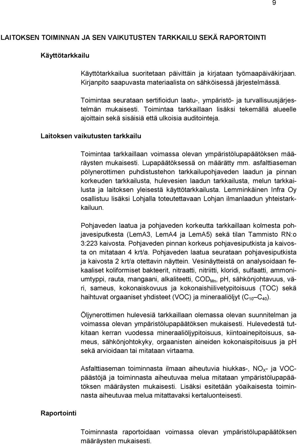 Toimintaa tarkkaillaan lisäksi tekemällä alueelle ajoittain sekä sisäisiä että ulkoisia auditointeja.