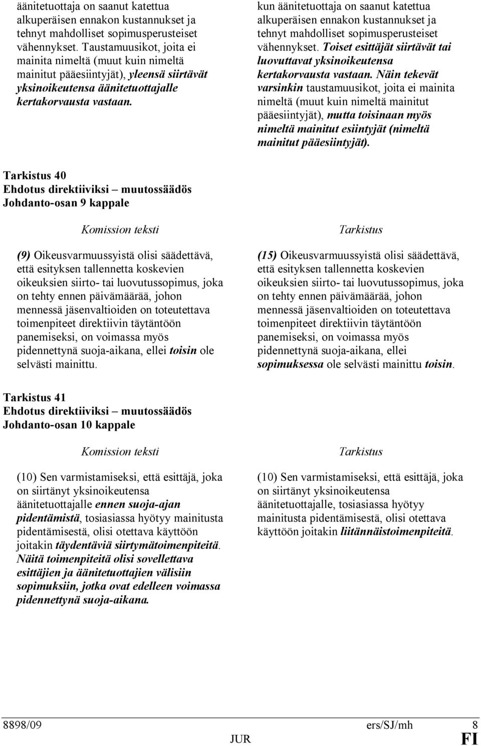 kun  Toiset esittäjät siirtävät tai luovuttavat yksinoikeutensa kertakorvausta vastaan.