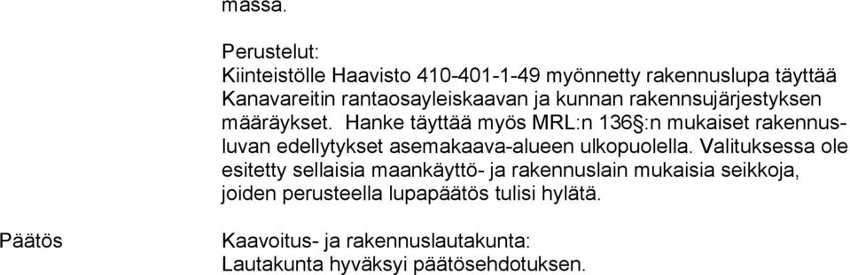 kunnan rakennsujärjestyksen mää räyk set.