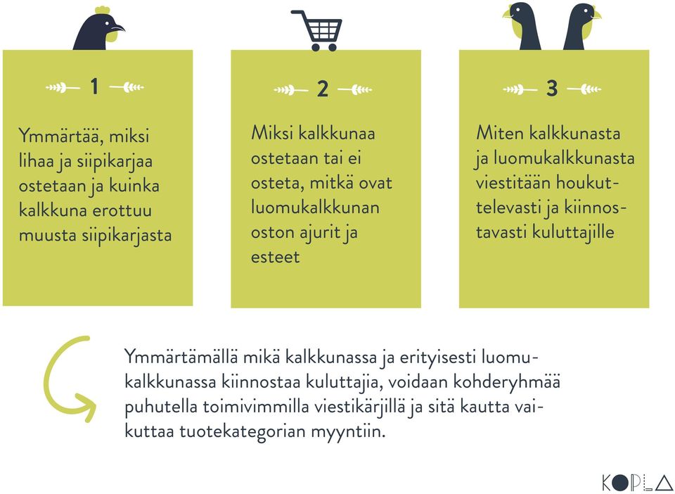 viestitään houkuttelevasti ja kiinnostavasti kuluttajille Ymmärtämällä mikä kalkkunassa ja erityisesti luomukalkkunassa